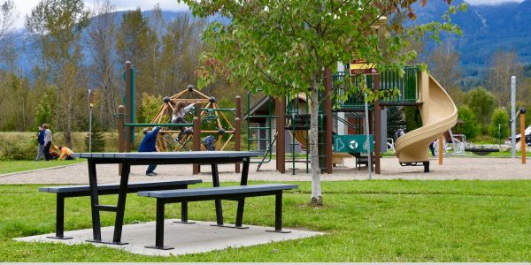 Wishbone Rutherford Picnic Table at the Skateboard Park in Revelstoke BC (1)